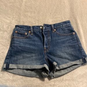 Levi high rise jean shorts